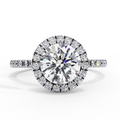 White Gold Round Diamond Halo Pavé Engagement Ring