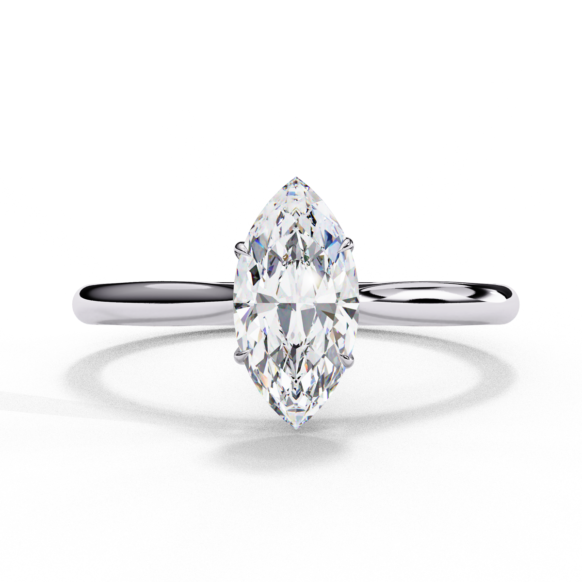 White Gold Marquise Diamond Solitaire Engagement Ring