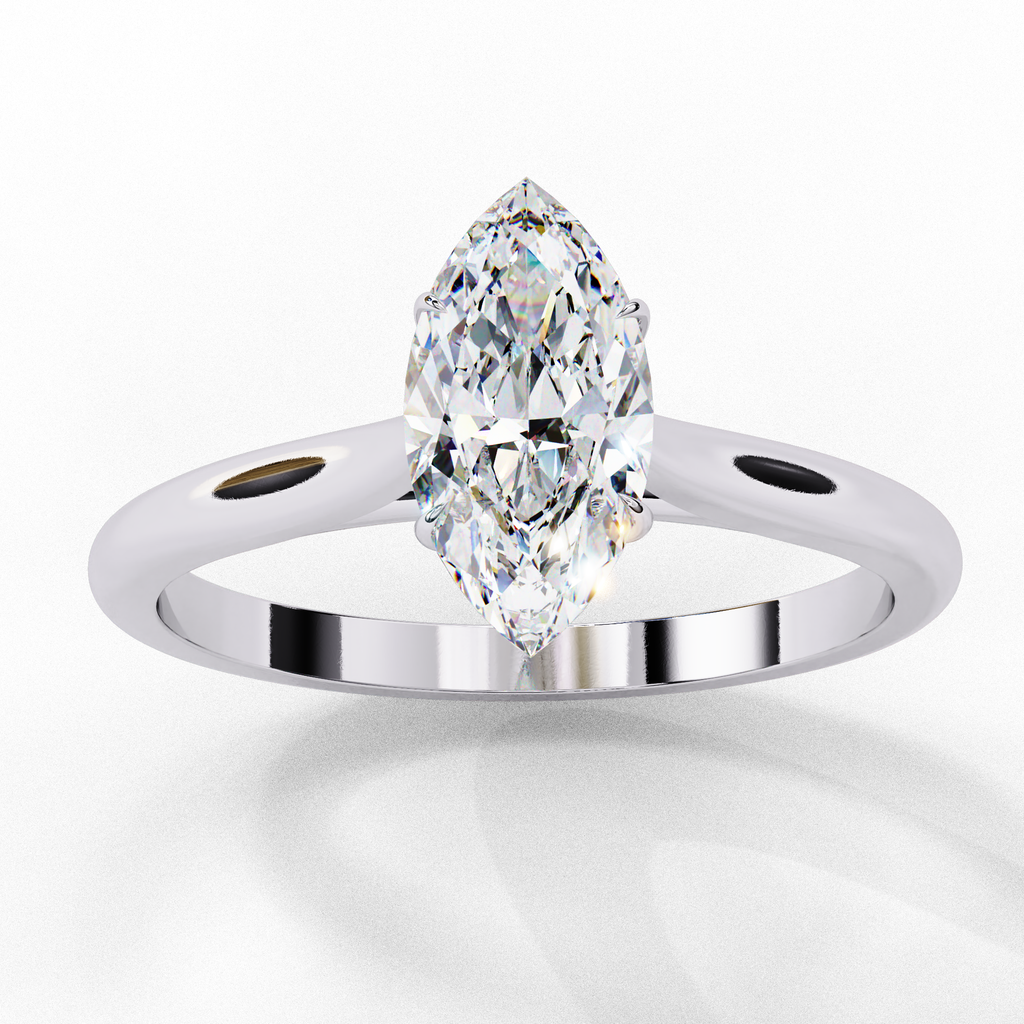 White Gold Marquise Diamond Solitaire Engagement Ring
