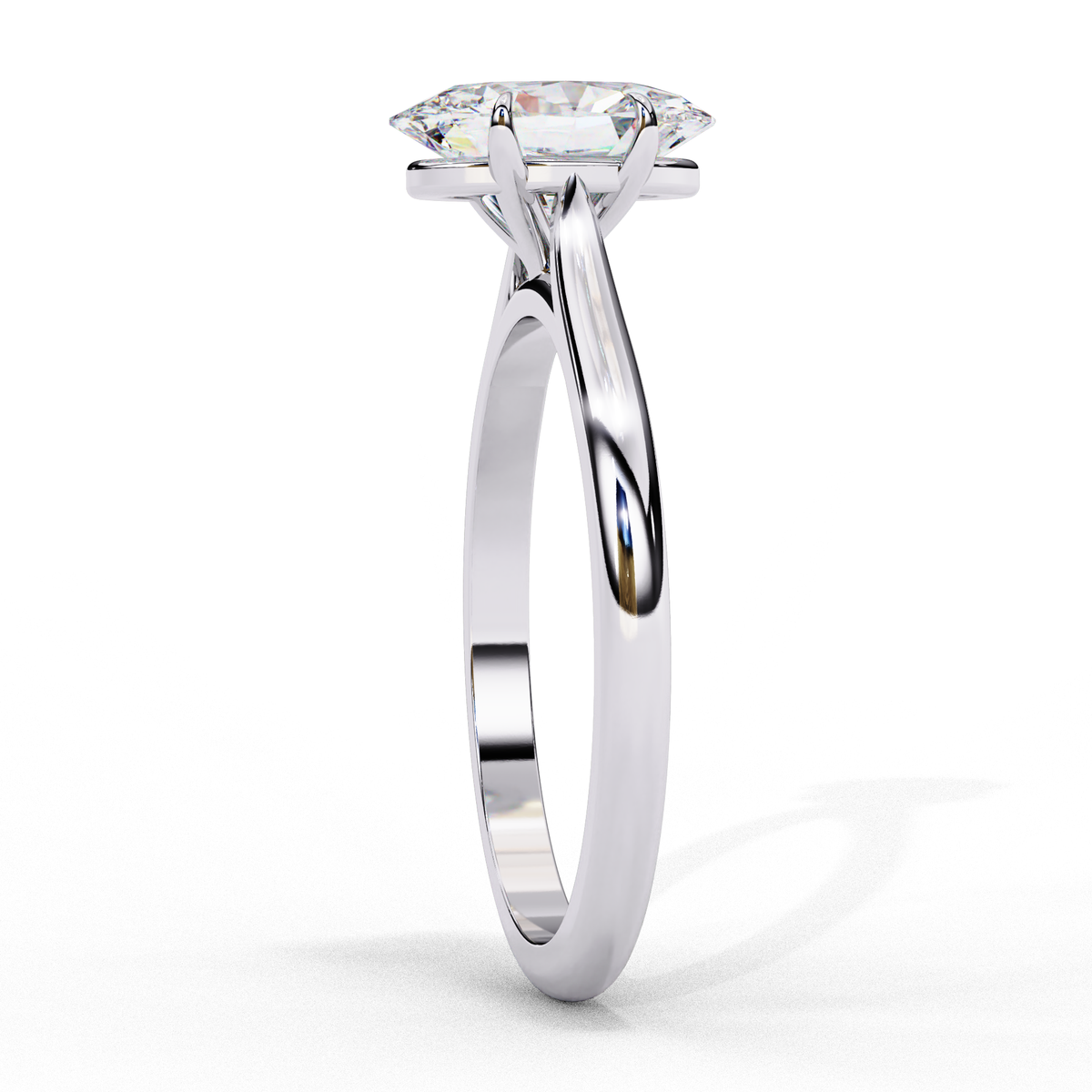 White Gold Oval Diamond Solitaire Engagement Ring