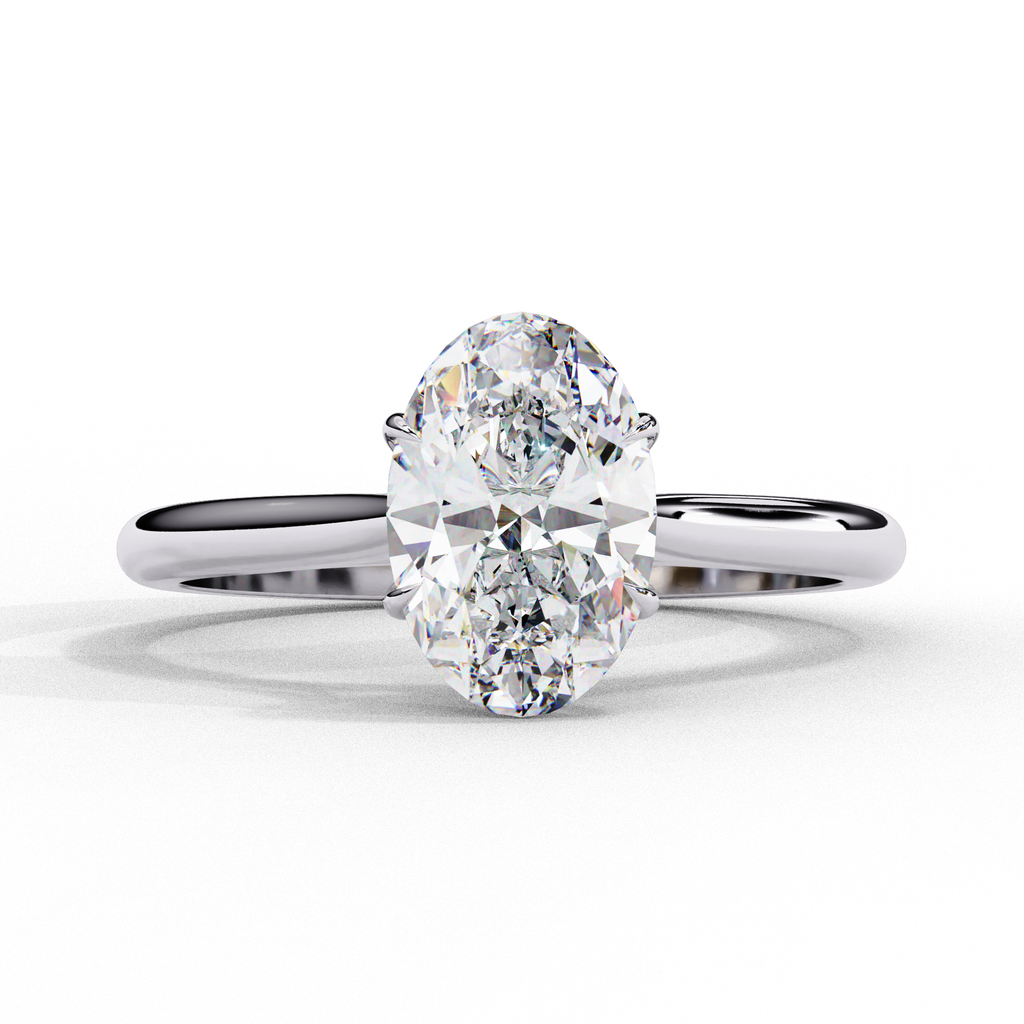White Gold Oval Diamond Solitaire Engagement Ring