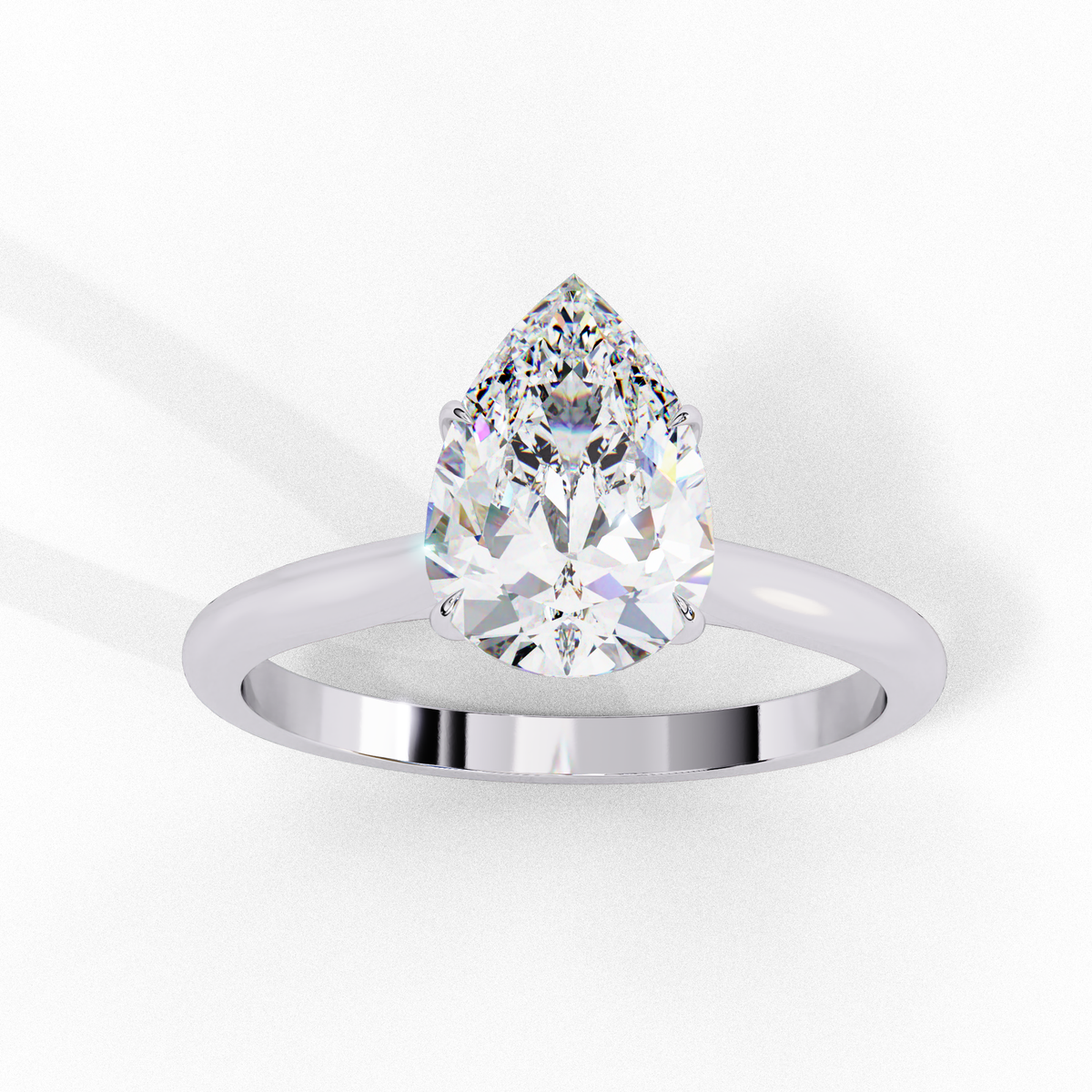 White Gold Pear Diamond Solitaire Engagement Ring