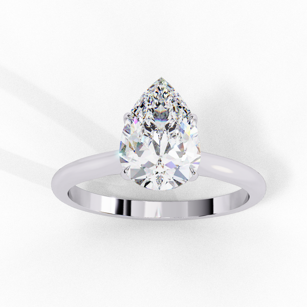 White Gold Pear Diamond Solitaire Engagement Ring