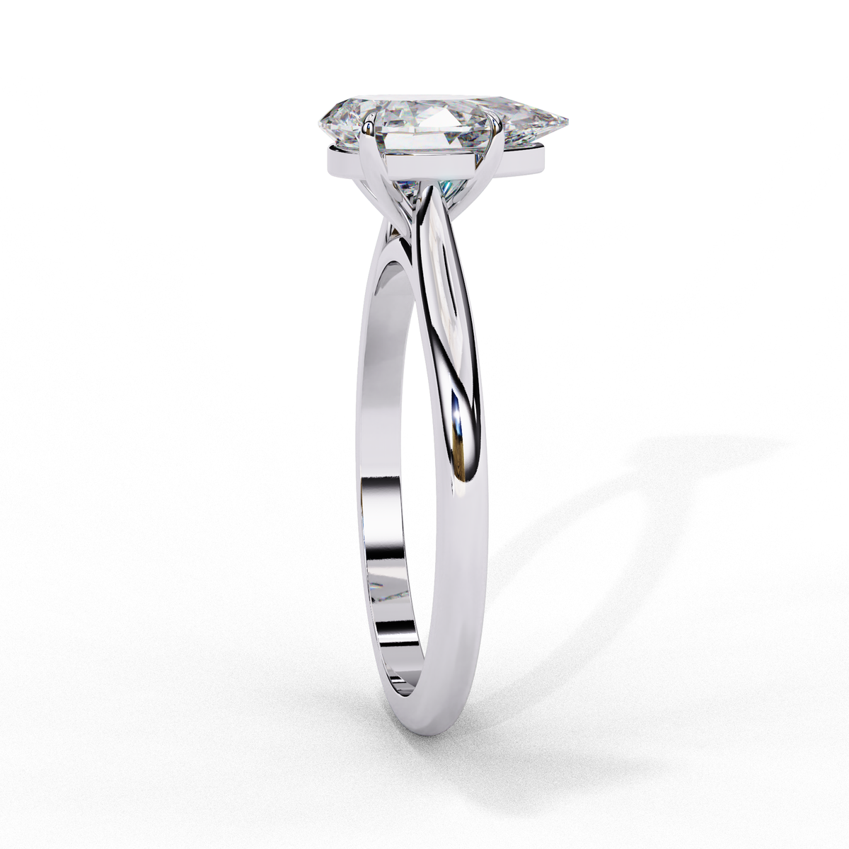 White Gold Pear Diamond Solitaire Engagement Ring