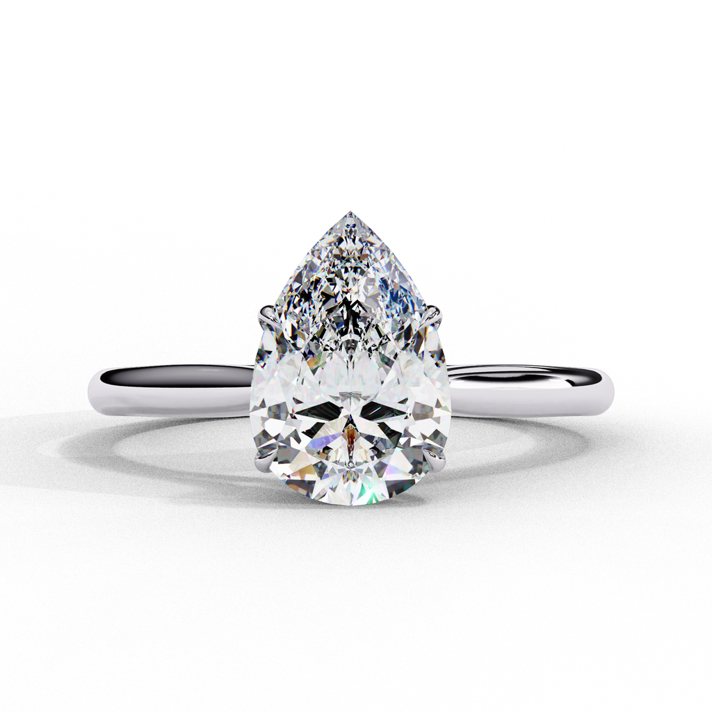 White Gold Pear Diamond Solitaire Engagement Ring