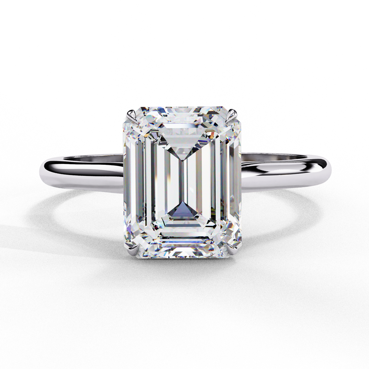White Gold Emerald-Cut Diamond Solitaire Engagement Ring