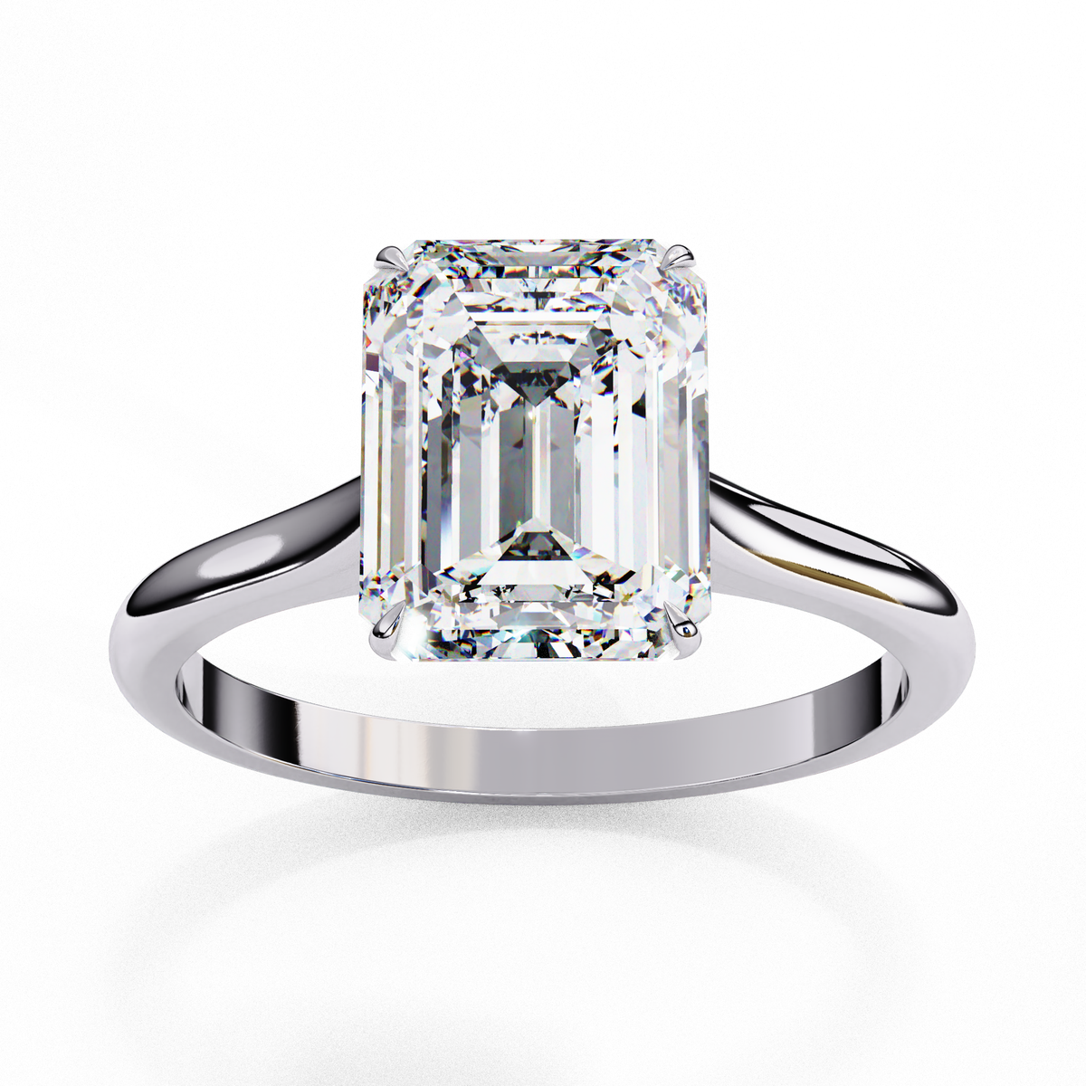 White Gold Emerald-Cut Diamond Solitaire Engagement Ring