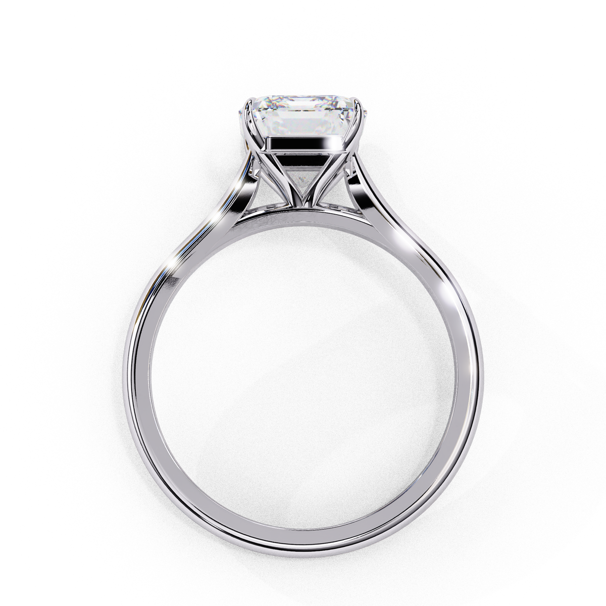 White Gold Radiant-Cut Diamond Solitaire Engagement Ring