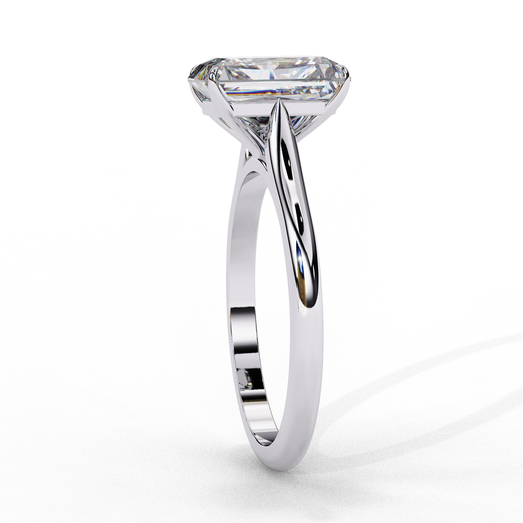 White Gold Radiant-Cut Diamond Solitaire Engagement Ring
