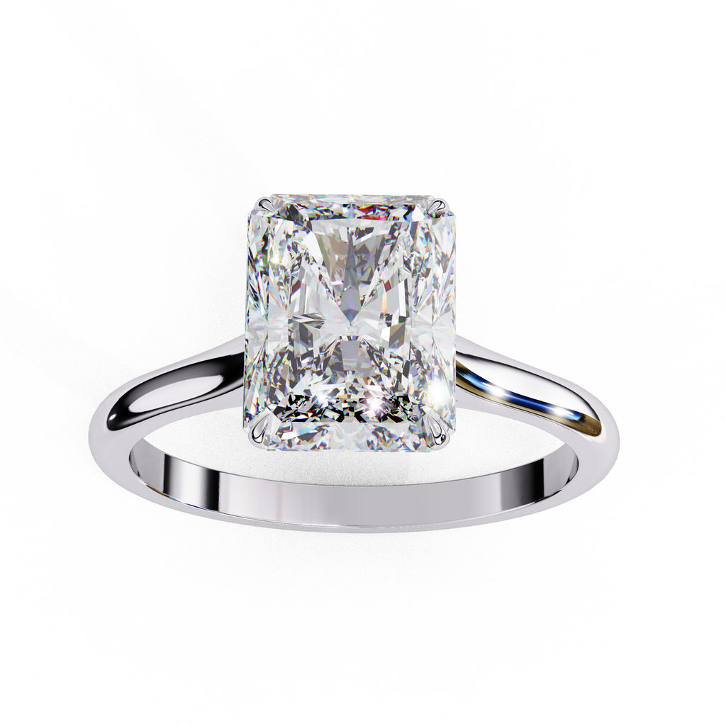 White Gold Radiant-Cut Diamond Solitaire Engagement Ring
