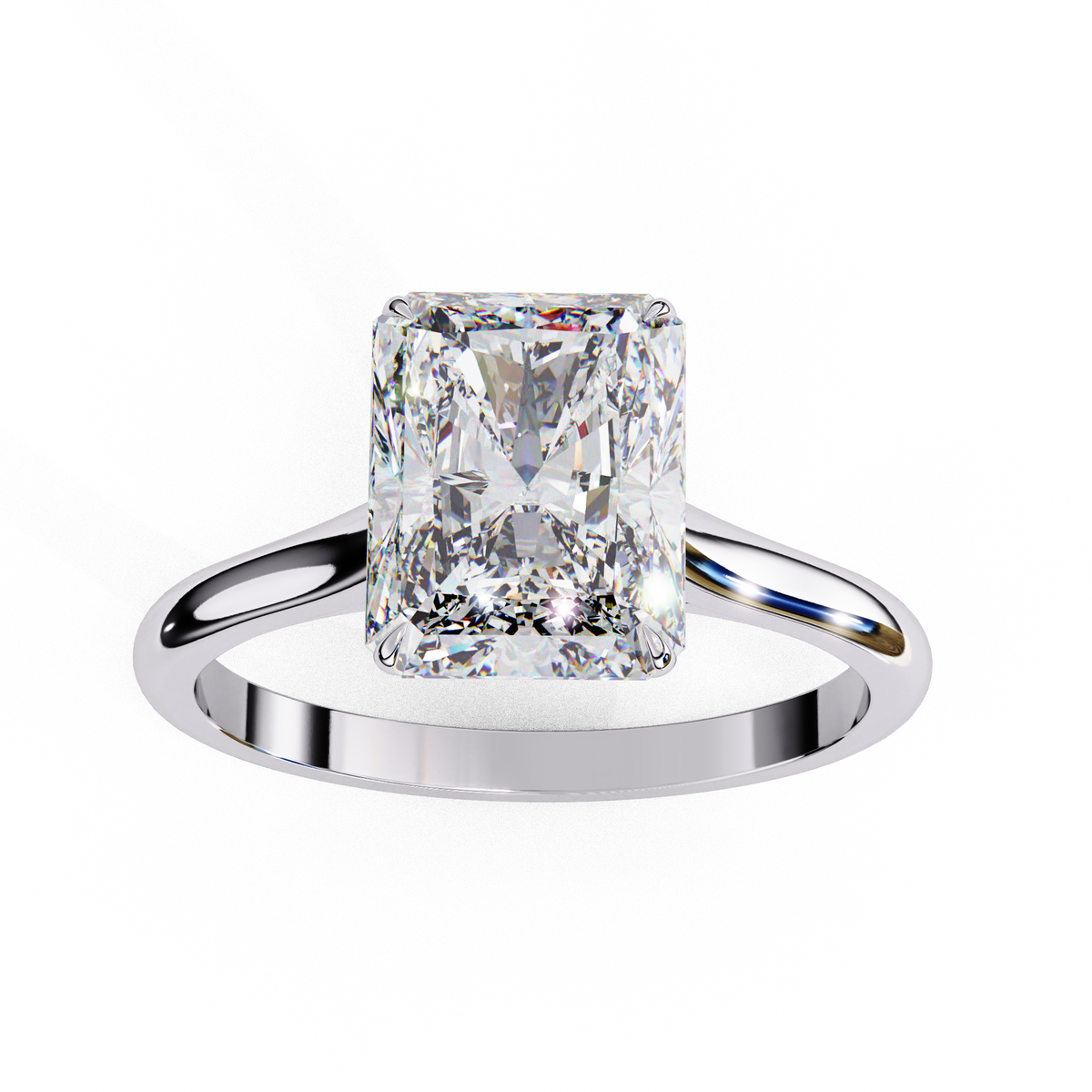 White Gold Radiant-Cut Diamond Solitaire Engagement Ring