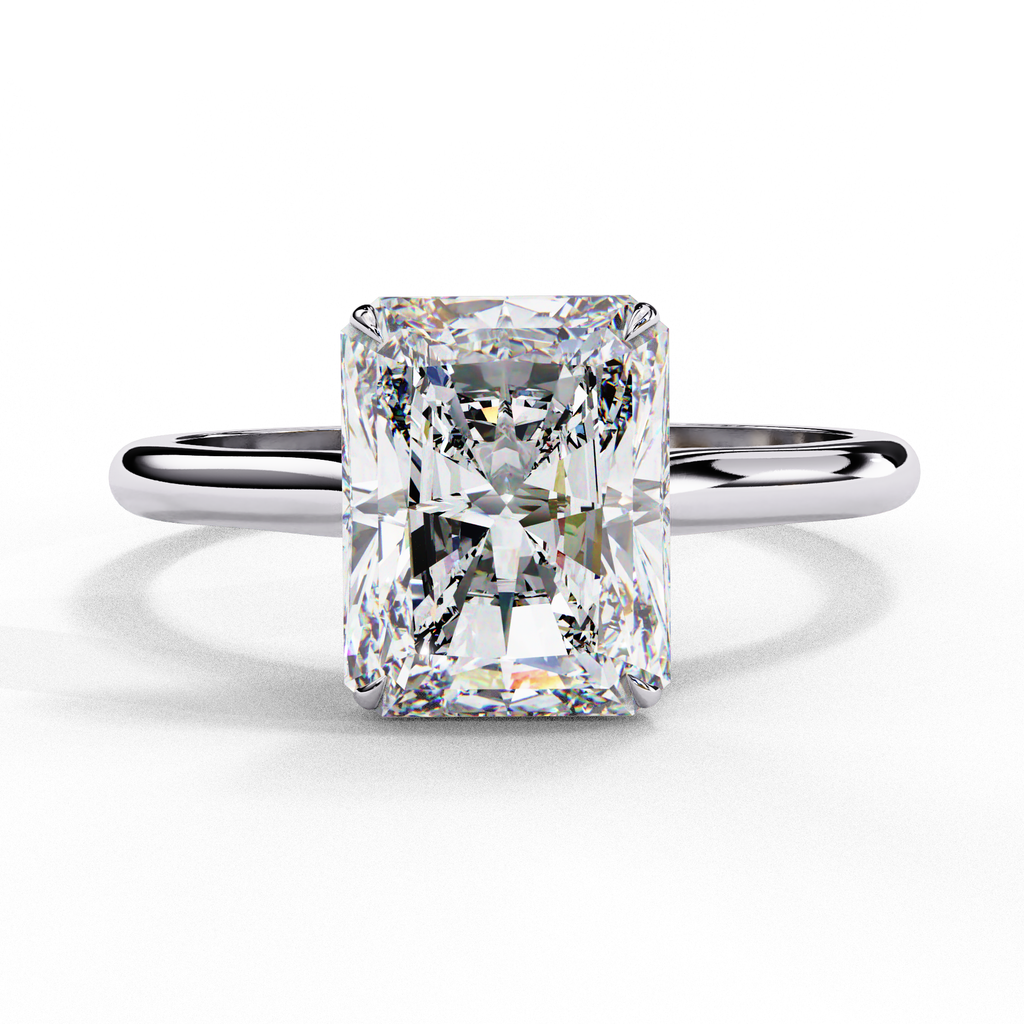 White Gold Radiant-Cut Diamond Solitaire Engagement Ring