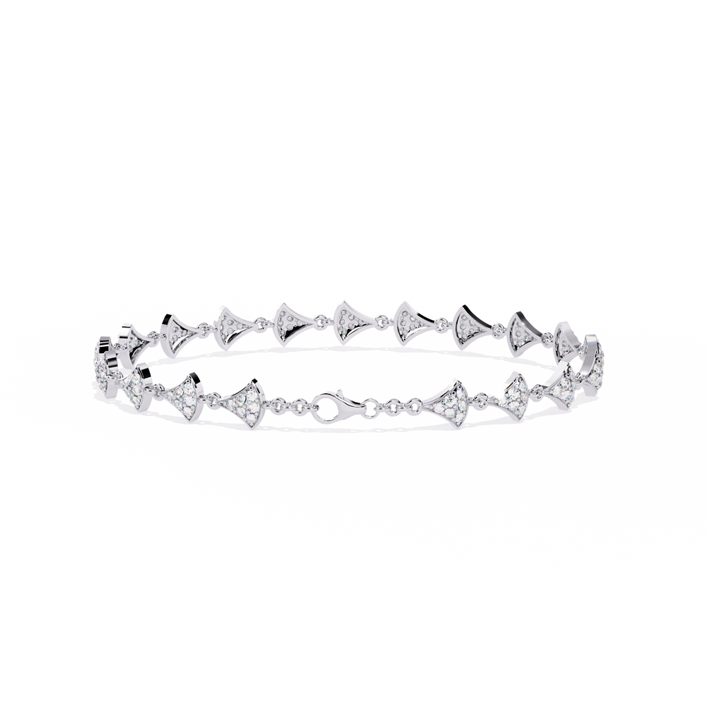 White Gold Diamond Uniform Pavé Fan Link Bracelet