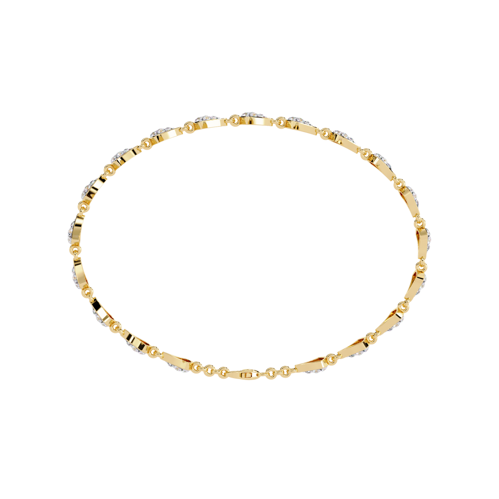 Yellow Gold Pavé Fan Mirrored Link Bracelet