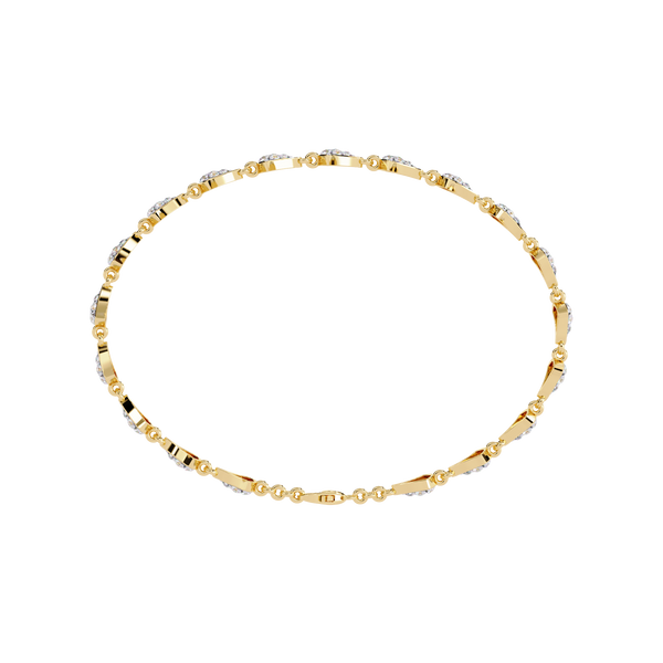 Yellow Gold Pavé Fan Mirrored Link Bracelet