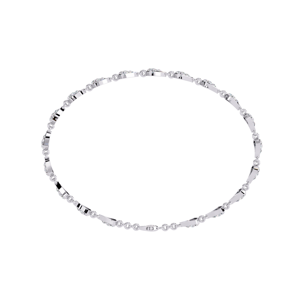 White Gold Diamond Uniform Pavé Fan Link Bracelet