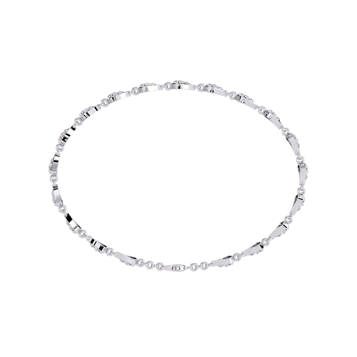 White Gold Diamond Uniform Pavé Fan Link Bracelet
