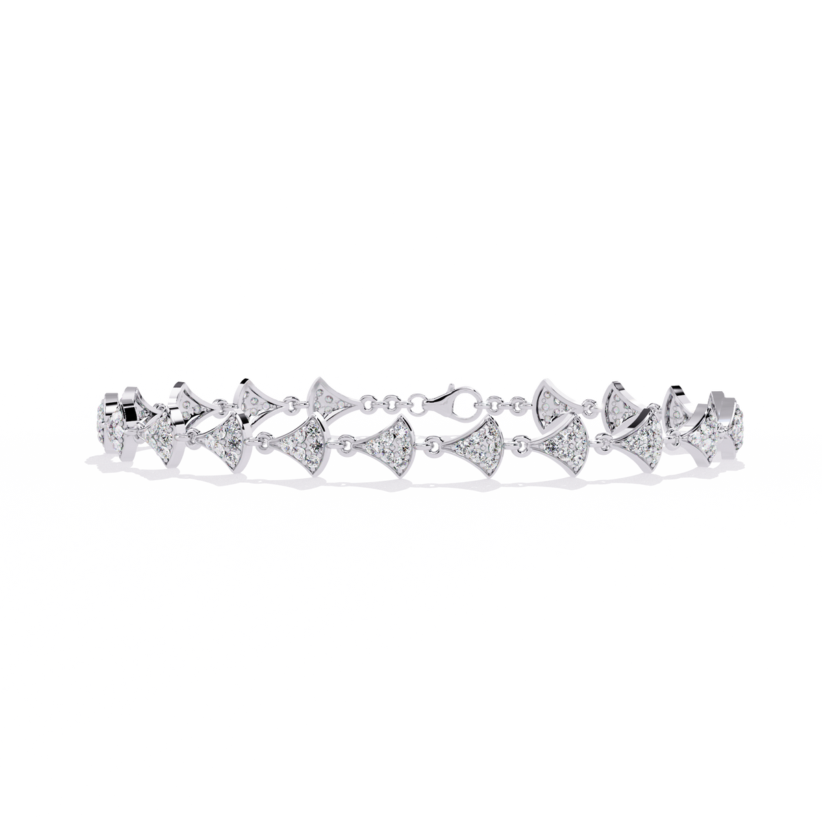 White Gold Diamond Uniform Pavé Fan Link Bracelet