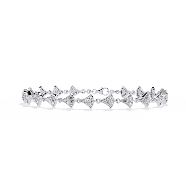 White Gold Diamond Uniform Pavé Fan Link Bracelet