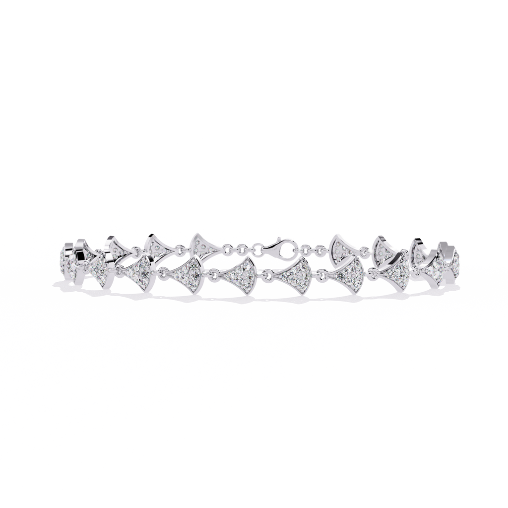 White Gold Diamond Uniform Pavé Fan Link Bracelet