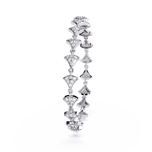 White Gold Diamond Uniform Pavé Fan Link Bracelet