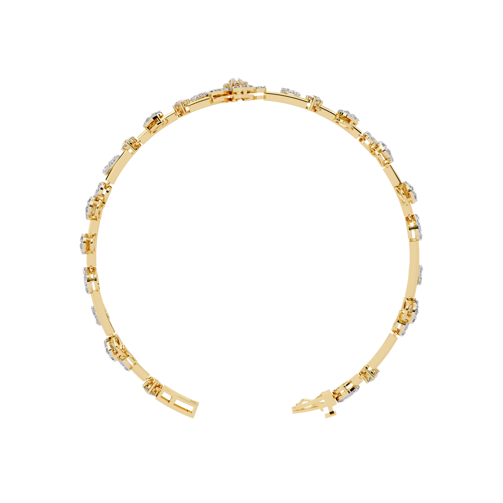 Yellow Gold Baguette Petal Flower Vine Bracelet