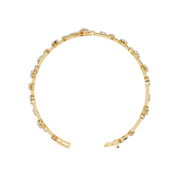 Yellow Gold Baguette Petal Flower Vine Bracelet