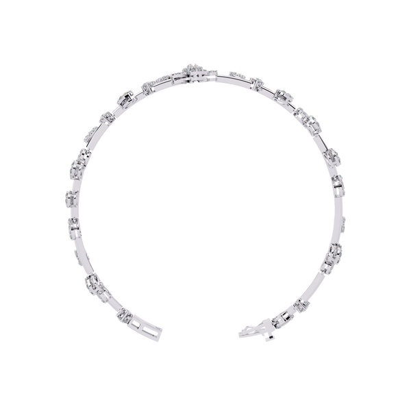White Gold Diamond Baguette Petal Blossom Vine Bracelet