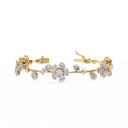 Yellow Gold Baguette Petal Flower Vine Bracelet