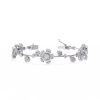 White Gold Diamond Baguette Petal Blossom Vine Bracelet