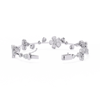 White Gold Diamond Baguette Petal Blossom Vine Bracelet