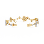 Yellow Gold Baguette Petal Flower Vine Bracelet