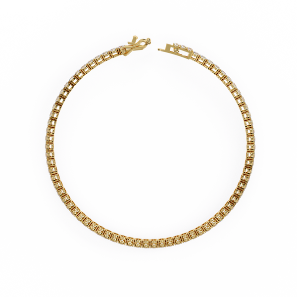 Yellow Gold Wide-Claw Round Diamond Tennis Bracelet