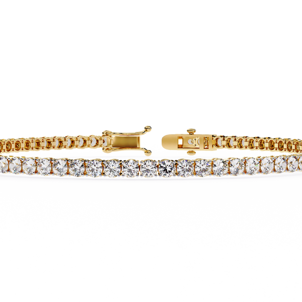 Yellow Gold Wide-Claw Round Diamond Tennis Bracelet