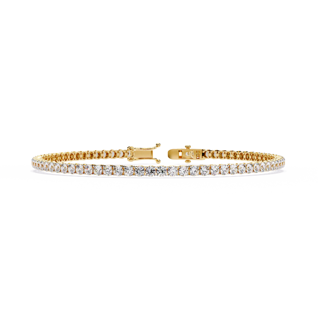 Yellow Gold Wide-Claw Round Diamond Tennis Bracelet