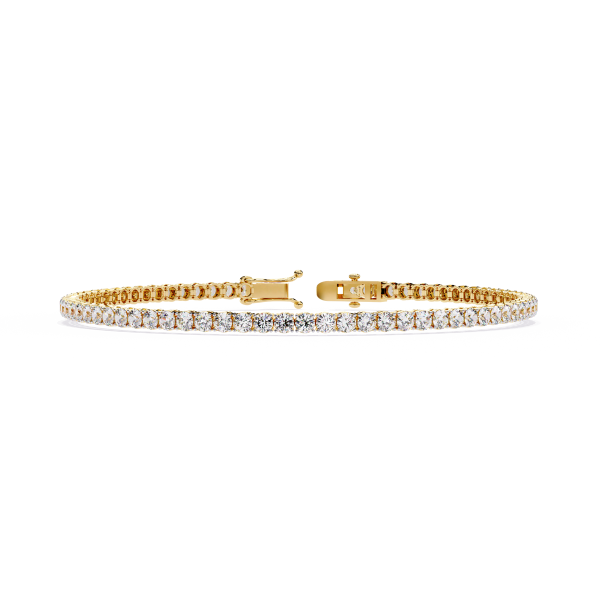 Yellow Gold Wide-Claw Round Diamond Tennis Bracelet