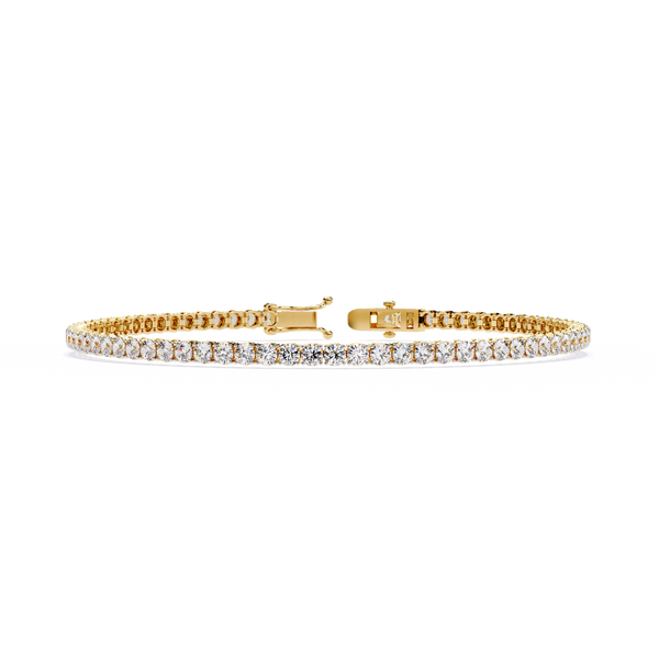 Yellow Gold Wide-Claw Round Diamond Tennis Bracelet