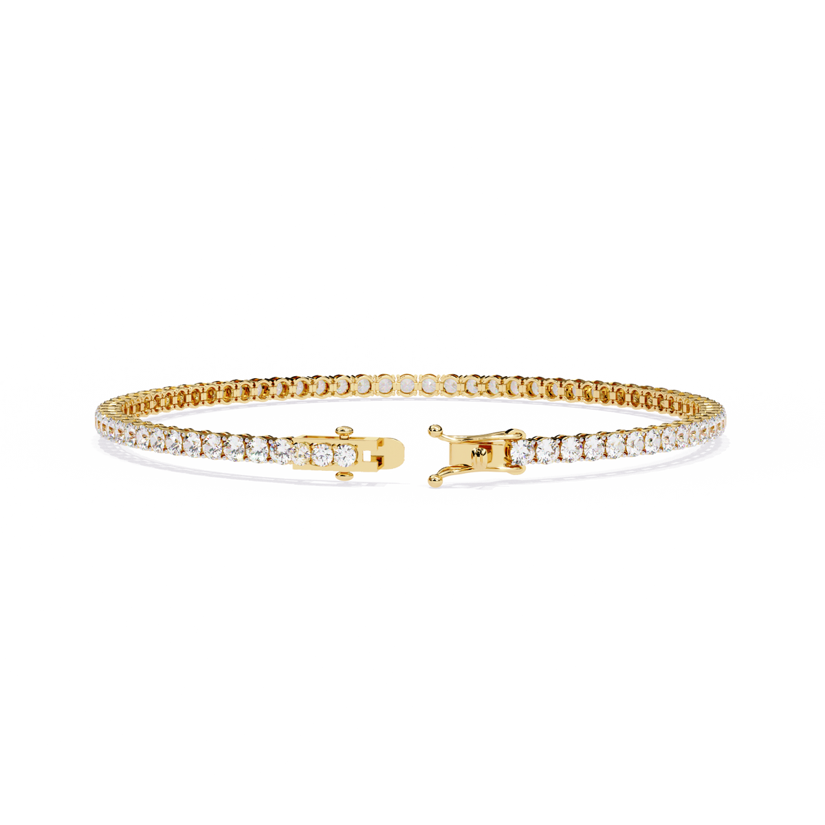 Yellow Gold Wide-Claw Round Diamond Tennis Bracelet