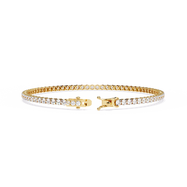 Yellow Gold Wide-Claw Round Diamond Tennis Bracelet