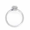 White Gold Pear Cut Diamond Crown Ring with Marquise Accent and Pavé Chevron Band