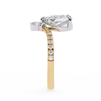 Yellow Gold Pear Cut Diamond Crown Ring with Marquise Accent