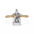 Yellow Gold Pear Cut Diamond Crown Ring with Marquise Accent