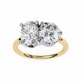 Yellow Gold Toi et Moi Oval and Round Cut Two Stone Diamond Ring