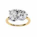 Yellow Gold Toi et Moi Oval and Round Cut Two Stone Diamond Ring
