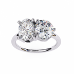 White Gold Toi et Moi Oval and Round Cut Two Stone Diamond Ring