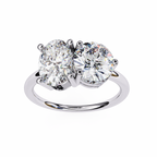 White Gold Toi et Moi Oval and Round Cut Two Stone Diamond Ring