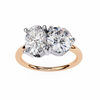 Rose Gold Toi et Moi Oval and Round Cut Two Stone Diamond Ring