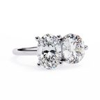 White Gold Toi et Moi Oval and Round Cut Two Stone Diamond Ring