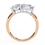 Rose Gold Toi et Moi Oval and Round Cut Two Stone Diamond Ring