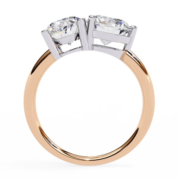 Rose Gold Toi et Moi Oval and Round Cut Two Stone Diamond Ring